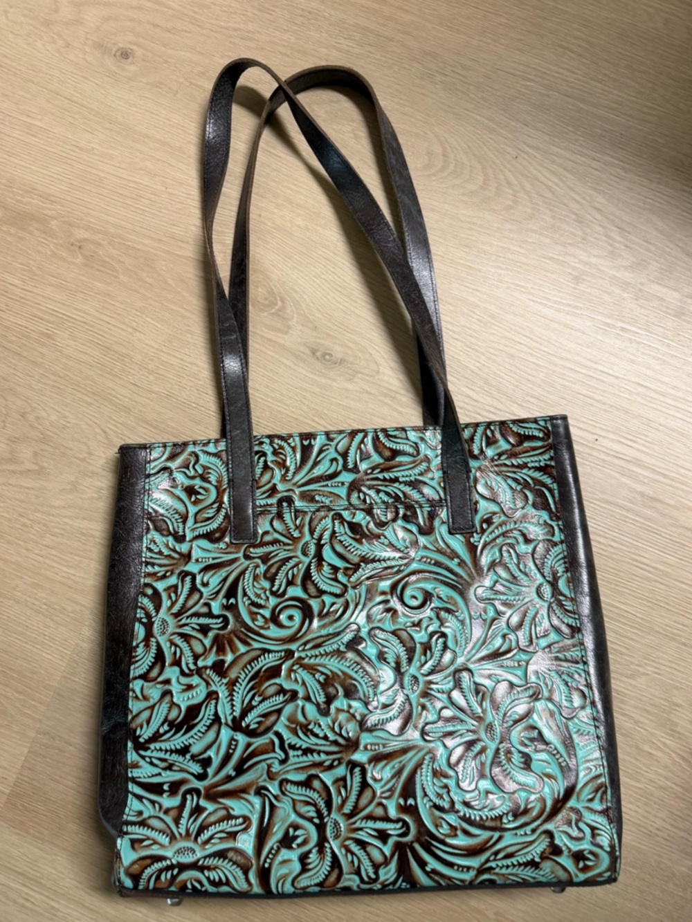 Patricia Nash Turquoise Tooled Leather Tote Bag